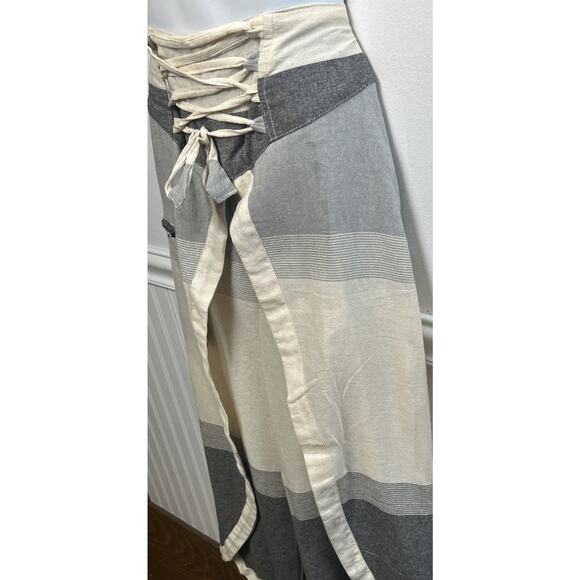 Karma Nepal Crafts Women's M Cotton Baggy Boho Pants Harem Gray Beige Whimsy￼ - Picture 3 of 12